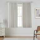 Natural Pinch Pleat Full Blackout Curtain Panels Linen Blend Noise Reducing Thermal Insulated Window Treatment Drapes with Back Tab for Living Room Bedroom with 9 Hooks, 40"x63"x2