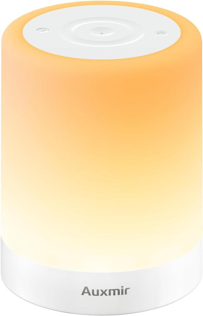 Auxmir Night Light for Kids Baby, Dimmable Touch Lamp for Nursery, 256 RGB Colors 5 Brightness, Portable Rechargeable Bedside Table Lamp for Nightstand, Kids Night Light for Bedroom Living Room, White