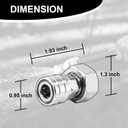 Raincovo Garden Hose to Pressure Washer Adapter, 3/4 GHT to 1/4 Quick Connect, Convert Water Hose to Power Washer Connector, Car Washing Nozzle & Hose Attachment, Stainless Steel, 1Pack