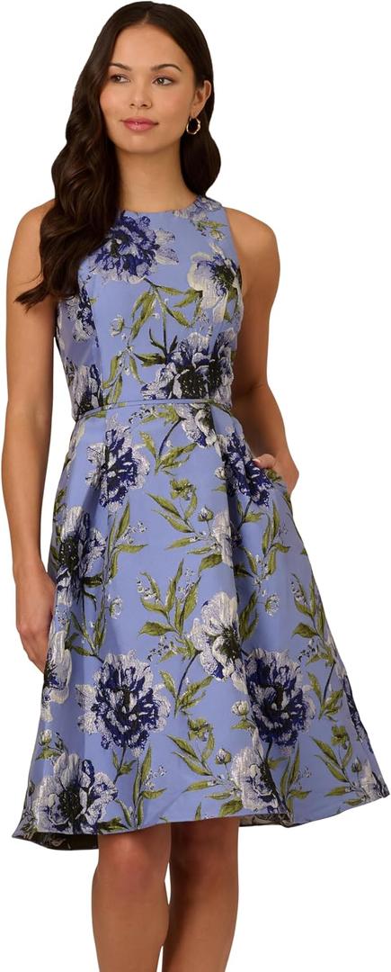 Adrianna Papell Women's Beaded Jacquard Short Dress 16Plus