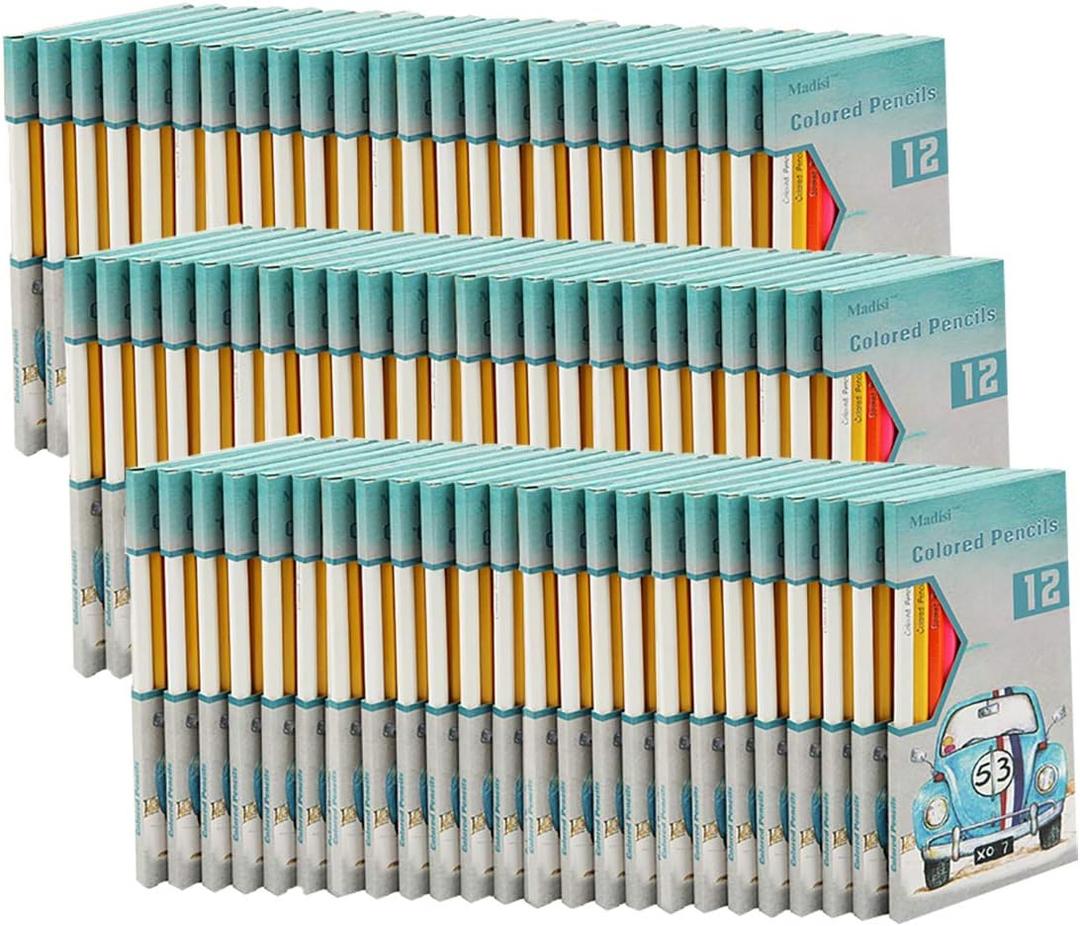 Madisi Colored Pencils Bulk - Non-Toxic Pre-Sharpened - 72 Packs of 12-Count - 864 Bulk Pack
