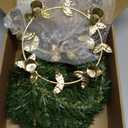 Acellegic 2 Pcs Christmas Advent Wreath Candle Holder Norfolk Pine Needle Wreath with 2 Gold Ring Candle Holder for Table Centerpiece Decoration Church Home Winter Holidays