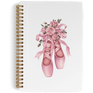 Coquette Pink Bow Ballet Dance Spiral Notebook, Dancer Teacher Gifts Journal Notebook, Inspirational Ballet Gifts Notebooks for School Work, Dancing Office Supplies Gifts for Girls Women, 5.5x8.3 Inch