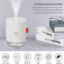 Portable Mini Humidifier, 500ml Small Cool Mist Humidifier, USB Personal Desktop Humidifiers for Baby Bedroom Travel Office Home, Auto Shut-Off, 2 Mist Modes, Super Quiet, White