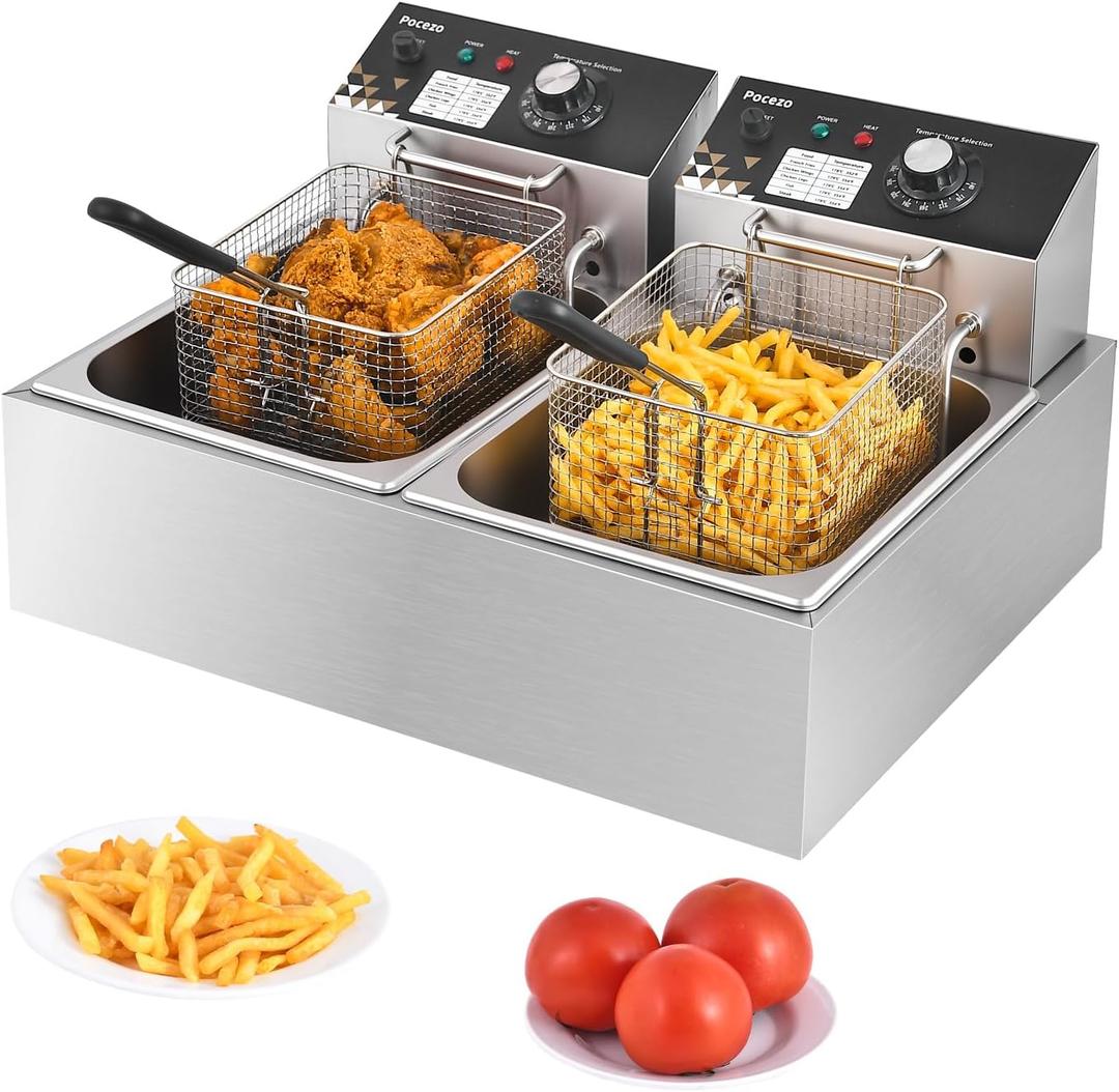 Commercial Deep Fryer with Basket, 3400w Countertop Electric Deep Fryer