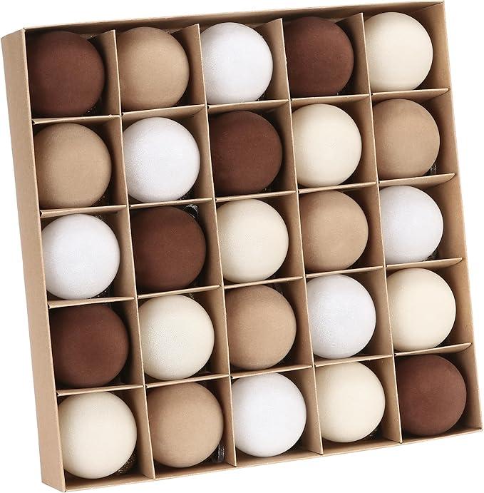 Sea Team 25-Pack Flocked Velvet Cloth Christmas Tree Ball Ornaments Set, Hanging Velour Baubles, Shatterproof Plastic Decorations for Xmas Tree, Wreath, Garland, 60mm/2.36 Inches, Baking Time