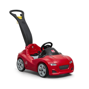 Step2 Whisper Ride Cruiser Kids Push Car, Ride On Toy, Stroller Substitute, Includes Seat Belt & Horn, Made of Durable Plastic, Max Weight 50 lbs., For Toddlers 18 Months - 4 Years Old, Red 