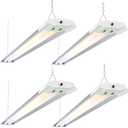 ALUSSO® LED Shop Lights 4FT with Reflector, 5000LM Super Bright, Adjustable 3000K-5000K Color Temperature, 120V, Warm to Cool Daylight Linkable Shop Lights for Workshop/Basement, 4 Pack, 50W with Reflector