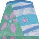 Aspen Creative 32172A Transitional Hardback Empire Shape Spider Construction Lamp Shade in Blue & Green with Beach Theme, 9" wide (5" x 9" x 7")