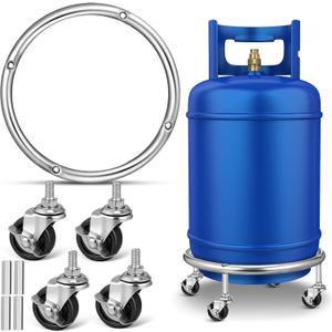 Movable Propane Tank Holder 20Lb Cylinder Stand with Brake Wheels Gas Cylinder Base Plate Cart for Easy Transport and Stable Support