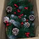Riceshoot 2 Pcs Lighted Valentine's Hanging Baskets for Front Porch Artificial Valentines Hanging Basket Decorated with Pine Cones Berry and Lights for Outdoor Garden Patio Holiday Decoration