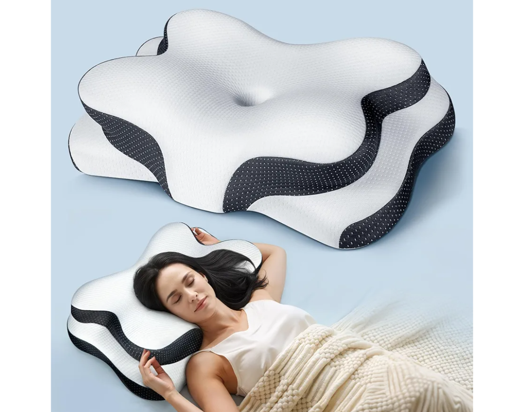 Osteo Sustained Cervical Health Neck Pillow, Contour Zoned Design Ergonomic Pillow for Pain Relief, No-Temperature Affected Memory Foam Pillows, Cooling Pillow Support Side, Back, Stomach Sleeper