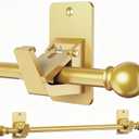 EKOTTOK Heavy Duty Curtain Rods No Drilling for Windows 30 to 90 Inches,5/8 Inch Diameter No Drill Small Curtain Rod Set with Adhesive Brackets, Gold
