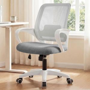 NEO CHAIR Office Desk Ergonomic Computer Mesh Chair with Lumbar Mid Back Support Adjustable Height Swivel Rolling Wheels Comfy Task Vanity Chair for Home Bedroom Study (Grey), 23 inches x 22.8 inches x 39.5 inches