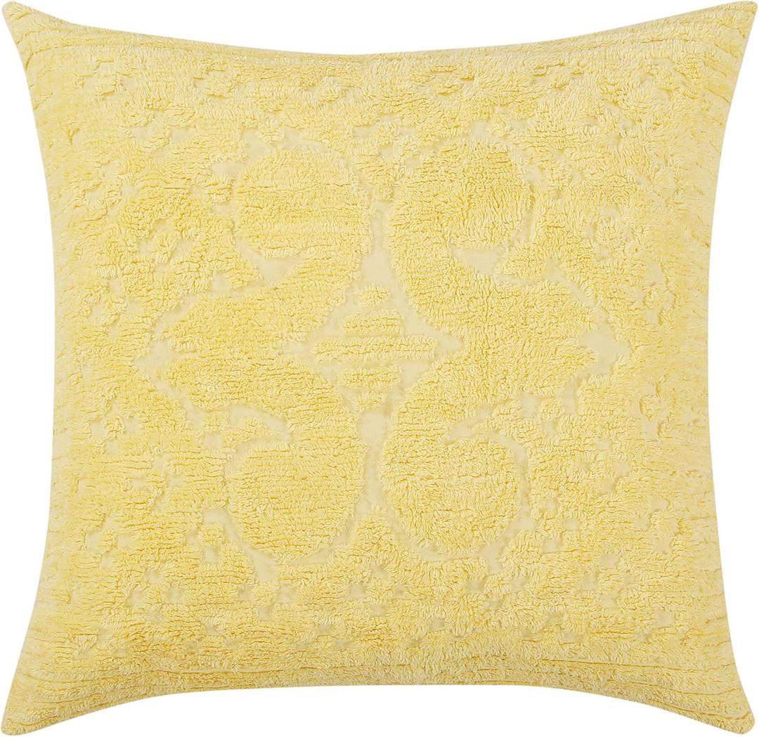 Better Trends Yellow Euro Sham 100% Cotton Chenille Bedspread Sham, Soft and Cozy Tufted Tumble Dry (26x26 Euro Sham) Ashton Collection