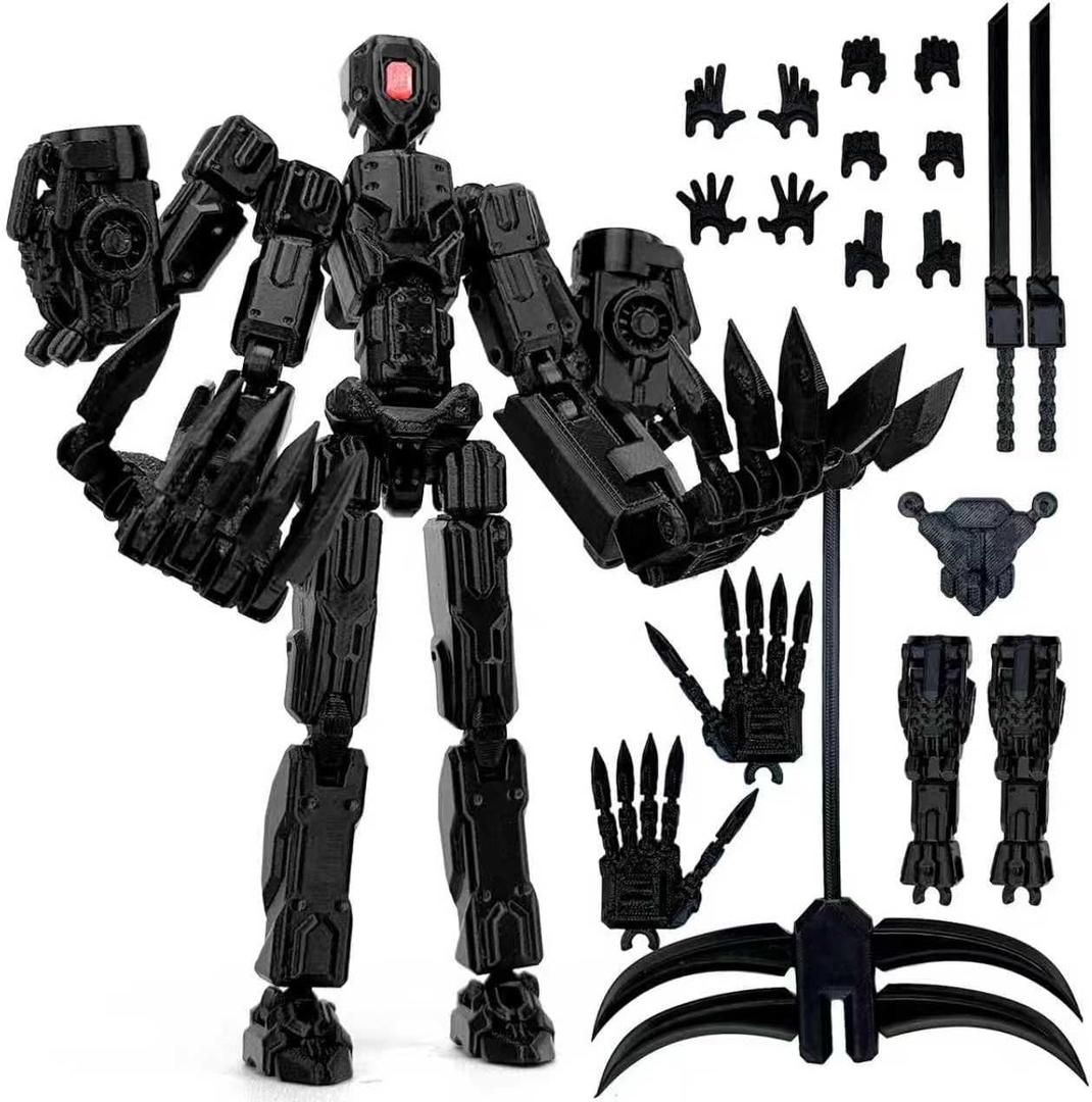 8in 3D Printed Robot 13 Upgraded Tight Joints Action Figures | Fully Articulated Already Assembled Flexible Multi Joints, Assorted Weapon Accessories,stop-motion animation
