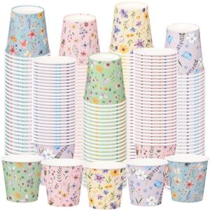 Yungyan 300 Pcs Paper Bathroom Cups 3 oz Wildflowers Print Bathroom Cups Disposable Mouthwash Rinse Cup for Home Picnic Beverage Coffee Dessert Tasting Wedding Birthday Party Event(Wildflower)