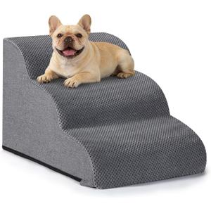 Aodisman 3Step Dog Ramp and Stairs for Sofa and Chair  NonSlip Sturdy Pet Steps for Small Dogs and Cats,15.7" H,Grey