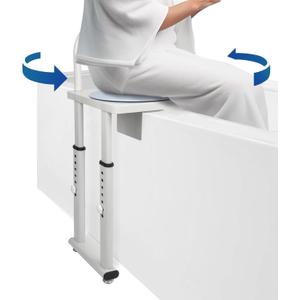 Shower Transfer Chair for Bathtub, Heavy Duty Shower Chair with Handrail for Elderly, Height Adjustable, Rotating Shower Chair for Inside Shower, Clip onto Bathtub Edge, Get in and Out Bathtub Easily