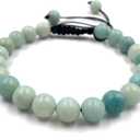AAA BLUE AMAZONITE Natural Healing Power Gemstone Crystal Beads Unisex Adjustable Macrame Bracelets 8mm
