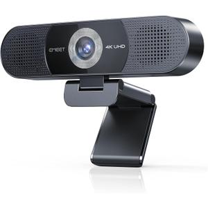 EMEET C980 PRO 3-in-1 4K Webcam with Microphone and Speaker, 60-98 Wide Angle Webcam w/ 4 Noise Cancel Mics, 2 Speakers, Fixed Focus, Magnetic Privacy Cover, Great for Group and Personal Video Calls