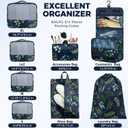 BAGAIL 9 Set Packing Cubes with Packing List Luggage Packing Organizers for Travel Accessories (Navy leaf)
