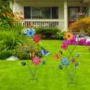 YEAHOME Garden Decor for Outside, 2 Pack 37“ Metal Butterfly Garden Stakes, Spring Wall Decor, Colorful Look & Personalities Flowers Yard Art for Outdoor Lawn Backyard Porch Patio Home Decorations