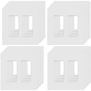 ABBOTECH 2-Gang Screwless Decorator Wall Plates, Child Safe Standard Size Outlet Cover, Unbreakable Polycarbonate Thermoplastic, Glossy White,20 Pack,UL Listed