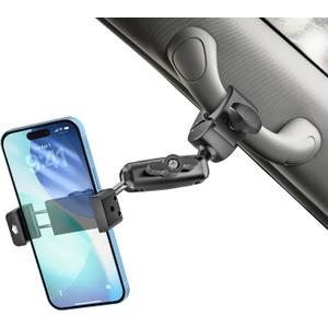 woleyi Car Phone Mount for A-Pillar Grab Handle Clip - [Anti-Shake Metal Arm] 360 Adjustable Cell Phone Holder for Car/Truck/SUV/Tractor/Pickup/Van, for iPhone 17 16 15 14 13 Pro Max, Galaxy, Android