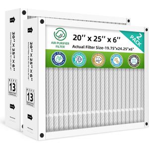 20x25x6 Furnace Filters MERV13 Compatible with AprilAire Space-Gard 201, 2200, 2250, Foldable (Actual Size: 19.75 x 24.25 x 6.00) 2-Pack
