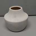 White Ceramic Flower Vase, 5.3 in White Rustic Farmhouse Vase, Small Handcrafted Weathered Pottery Vases, Decorative Terracotta Vases for Flower, Living Room, Centerpieces, Table, Home Decor