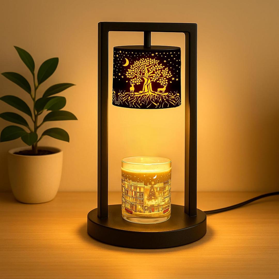Candle Warmer Lamp with Timer Wax Melt Warmer for Scented Jar Candles Candle Lamp Warmer Gifts for Mom, House Warming Gifts New Home Office Dorm Room Fall Decor(Tree of Life)