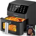 Beelicious 5.8QT Large Air Fryer, 12-in-1 Digital Airfryer with Window, 40+ Recipes, Flavor-Lock Tech, Dishwasher Safe,Shake Reminder, Compact, Quiet, Nonstick Air Fryers. Black