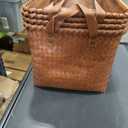SKY-TOUCH 4pack Rectangular Rattan Storage Basket with Handle,Strong and Durable Hand-Woven Rattan Basket for Organizing, Storage and Organizer Baskets, Large, Coffee Color