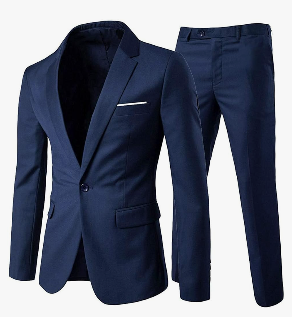 Cloudstyle Men's 2-Piece Suits Slim Fit 1 Button Dress Suit Jacket Blazer & Pants Set, XL