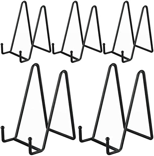 IBosins 4 Pack 6 Inch Plate Holder Display Stands, Metal Black Frame Stand for Picture, Book, Photo Easel, Creation, Collectibles