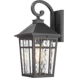 Outdoor Wall Lights 14 Inch Exterior Waterproof Lighting Fixtures Aluminum Material and Water Ripple Glass E26 Socket Black Outdoor Lights for House Garages