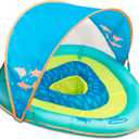 SwimSchool Infant Baby Pool Floats, Free Swimming, Super Buoyant  Ages 6-24 Months  Multiple Colors/Styles  Adjustable Canopies and Seats, Splash & Play Baby Floaties (Blue)
