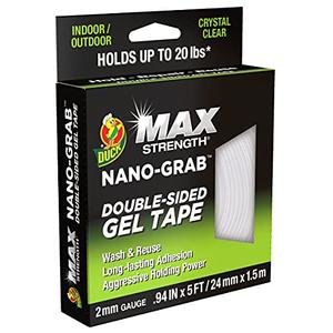 Duck MAX Strength Nano-Grab Double-Sided Gel Tape, 0.94" x 5 ft, Clear