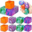 12 Pcs Stress Cube Swirl Ice Cube Stress Ball Bulk 1.4 Inch Slow Rising Soft Anxiety Relief Squeeze Sensory Balls for ADHD Prizes Goodie Bag Stuffers Rewards Party Favors