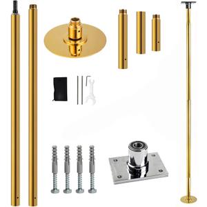 PRIOR FITNESS Permanent Fixed Dance Pole Kit, Professional 45mm Spinning & Static Dancing Pole Heavy-Duty Steel Pole Dance for Home, Adjustable Height Excellent for Home Exercise Studio Club Gym (Gold)