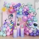 161pcs Arch Kit Outer Space Party Decorations with Astronaut Rocket Pink and Purple Balloons Space Themed Birthday Party Baby Shower Decorations