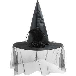 Halloween Witch Hat Costume Accessory Women Hats for Halloween Party Cosplay (Black)