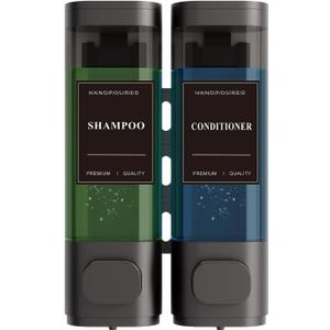 Shampoo and Conditioner Dispenser Wall-Mounted Shower Soap Dispenser, No-Drill Installation, Lockable, 900 ml Capacity,for Bathroom & Hotel or Airbnb (Gun Gray, 2-Pack)