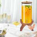 Glass Drink Dispenser,1.5 Gallon Beverage Dispenser with Stand,Lemonade Dispenser with Stainless Steel Faucet,Drink Dispensers for Parties, Bars and Home (Cross Stand)