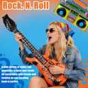 24 Pcs Inflatable Instruments Party Props Set Inflatable Guitar Microphone Saxophone Bass Recorder Piano Theme Rock Decorated Vintage Period Party