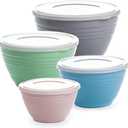 BINO | Mixing Bowl Set with Lids | Versatile Plastic Bowls for Kitchen Mixing, Serving, and Storage - 4-Piece Mixing Bowl Set in Various Sizes | Space-Saving Nesting Design | Dishwasher Safe (Multicolored Pastel)