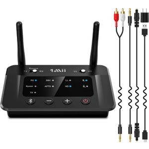 1Mii B03 Bluetooth 5.3 Transmitter Receiver for TV Home Stereo BT Headphones, aptX Low Latency & HD Bluetooth Audio Adapter, Splitter for Wired & Wireless, Optical RCA AUX 3.5mm Inputs/Outputs