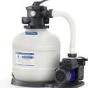 AQUASTRONG 16in Sand Filter Pump for Above Ground Pool with Timer, 3/4 HP Pool Pumps Above Ground 3800 GPH for Pools up to 16000 GAL, Pool Filter with 6-Way Valve, Improved Circulation and Filtration