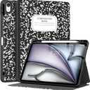 Supveco Case for iPad Air 11 Inch (M3 2025/M2 2024),iPad Air 5th/4th Generation 10.9 Inch 2022/2020 with Pencil Holder-[Auto Wake/Sleep],Premium Folio Stand Soft TPU Back Cover-Book